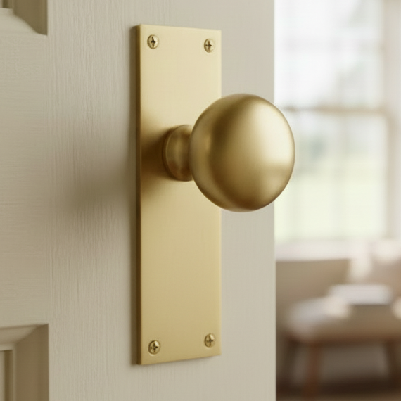 Heritage BAL8510 Balmoral Satin Brass Knob on Latch Plate