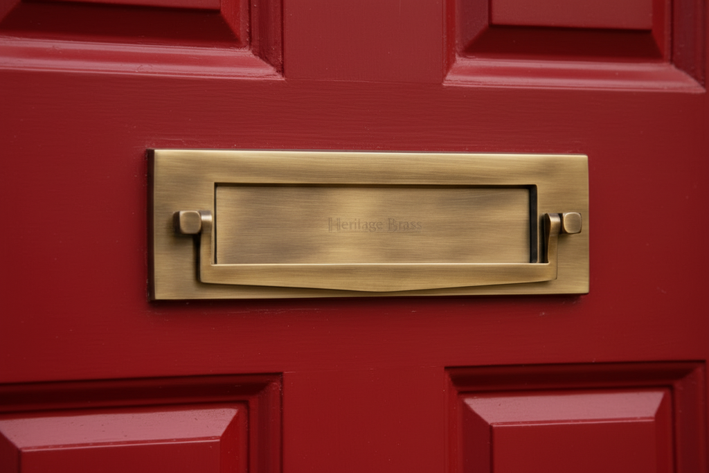 Heritage V830 Antique Brass Postal Knocker Letter Box 254x79mm