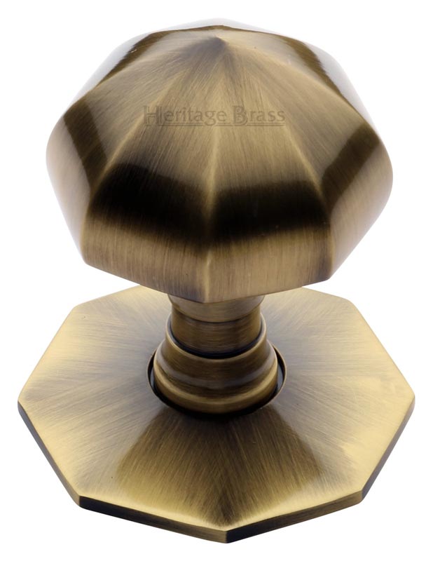 Heritage V880 Antique Brass Faceted Centre Door Knob 2.5in