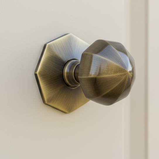 Heritage V880 Antique Brass Faceted Centre Door Knob 2.5in