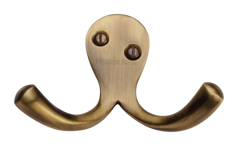 Heritage V1060 Antique Brass Double Coat Hook 64mm