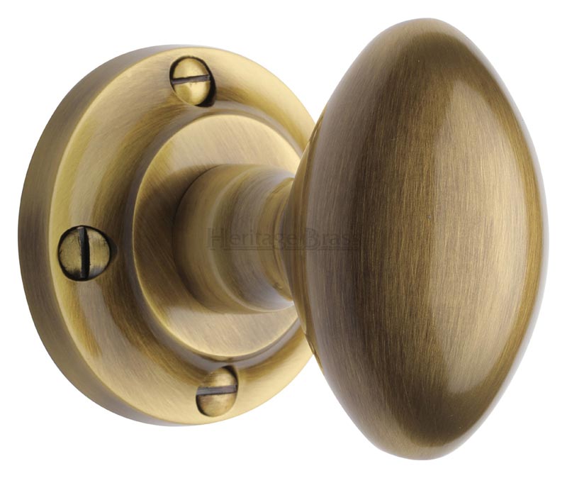 Heritage V960 Antique Brass Suffolk Oval Mortice Knobs