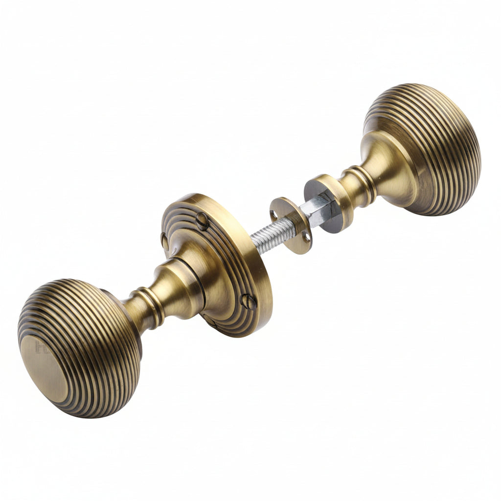 Heritage RIM V971 Antique Brass Reeded Rim Knobs 60mm