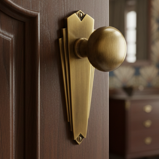 Heritage BR1810 Antique Brass Broadway Knob on Latch Plate