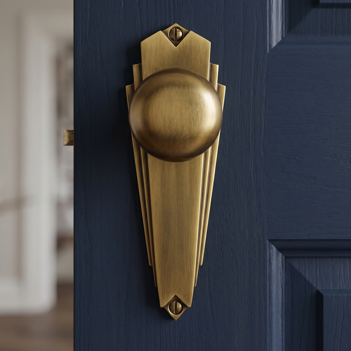 Heritage BR1810 Antique Brass Broadway Knob on Latch Plate