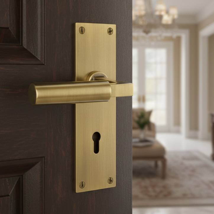Heritage BAU7300 Antique Brass Bauhaus Lock Handles