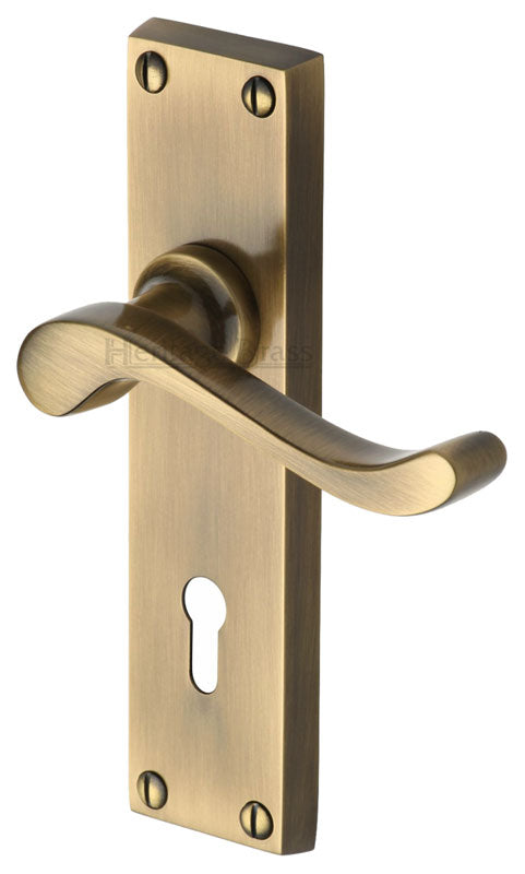 Heritage V810 Antique Brass Bedford Lock Handles