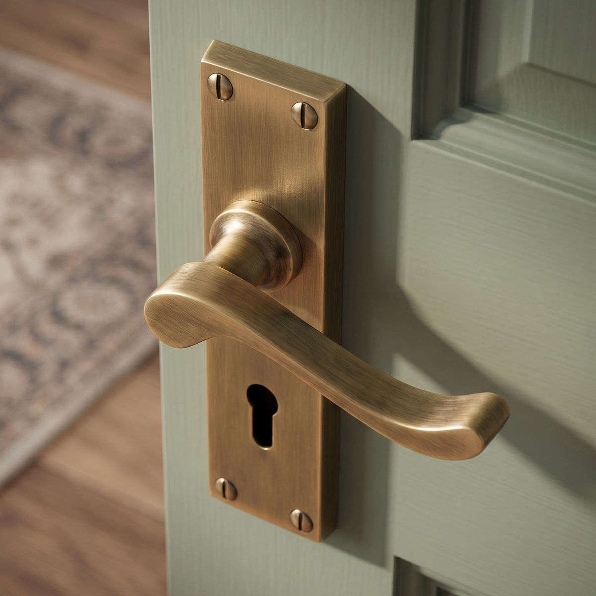 Heritage V810 Antique Brass Bedford Lock Handles