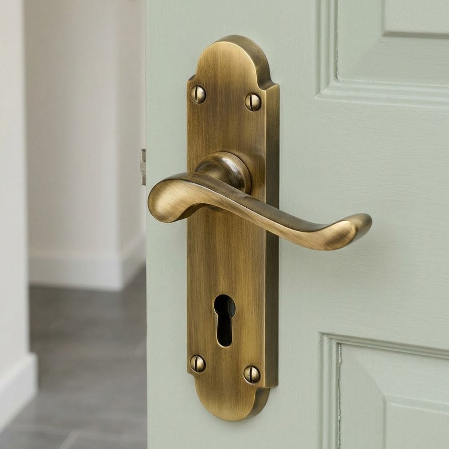Heritage S600 Antique Brass Savoy Lock Door Handles