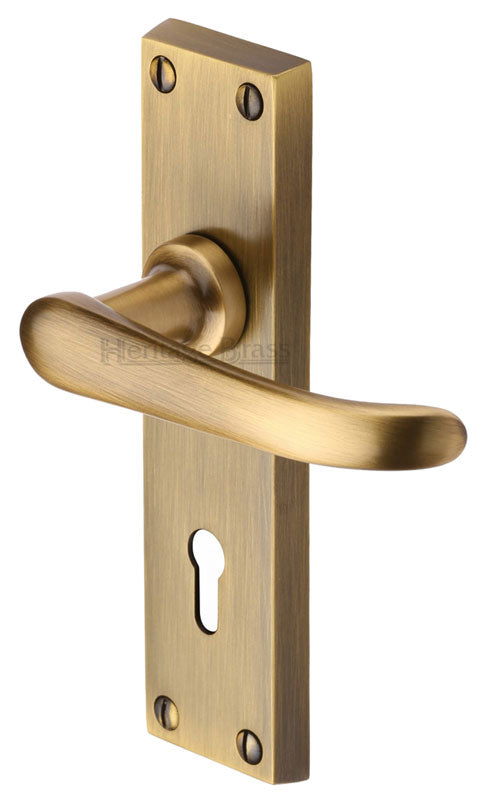Heritage V700 Antique Brass Windsor Lock Handles