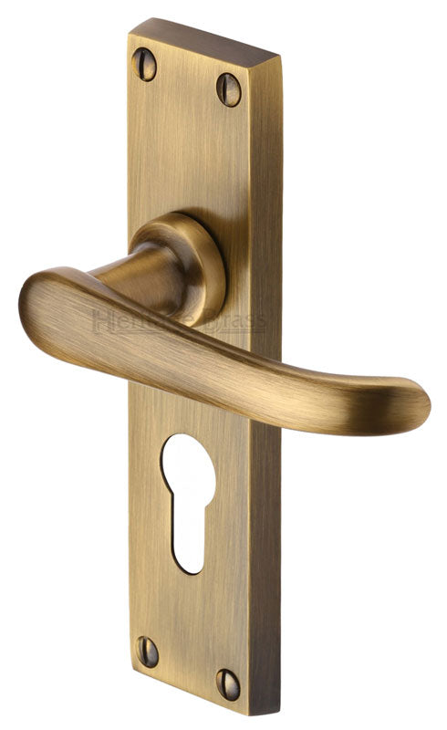 Heritage V727 Antique Brass Windsor Euro Profile Handles