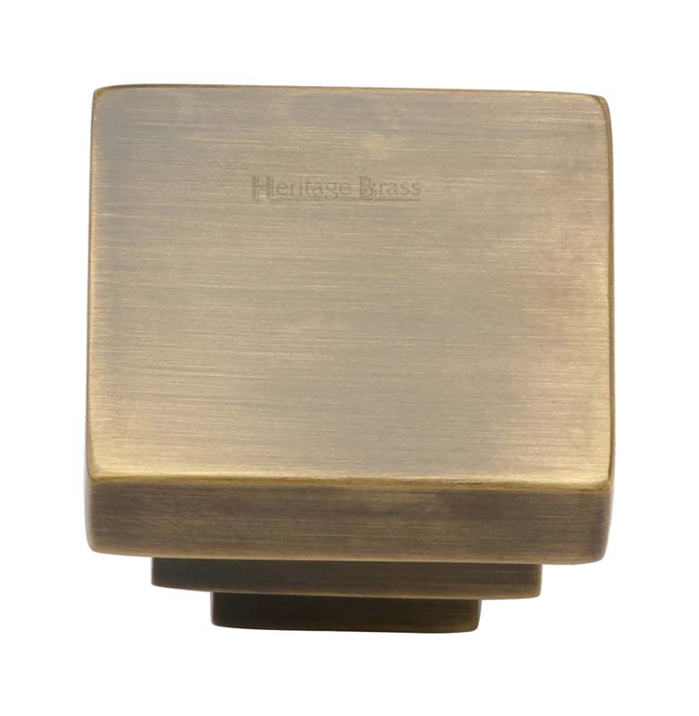 Heritage C3672 Antique Brass Square Cupboard Knob 32mm
