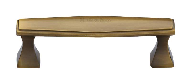 Art Deco Style Antique Brass Cabinet Pull Handle 96mm