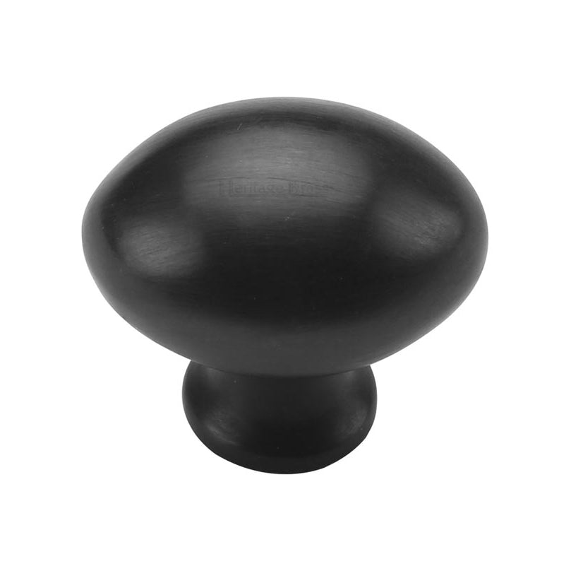 Heritage Matt Black Victorian Oval Cabinet Knob 32mm C114