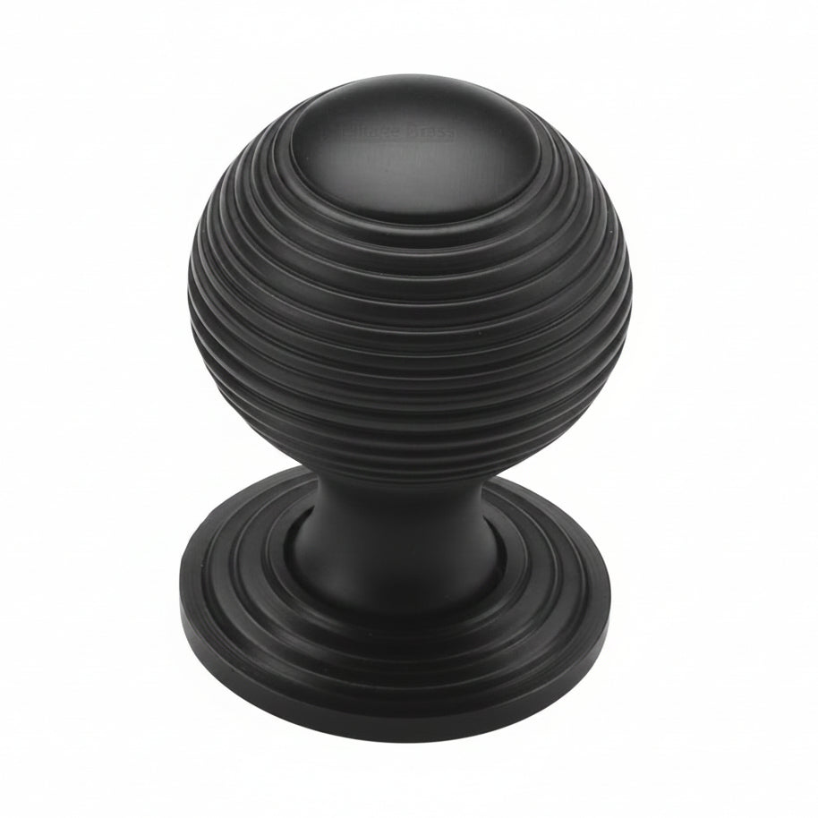 Heritage Matt Black Reeded Cabinet Knob 32mm V973