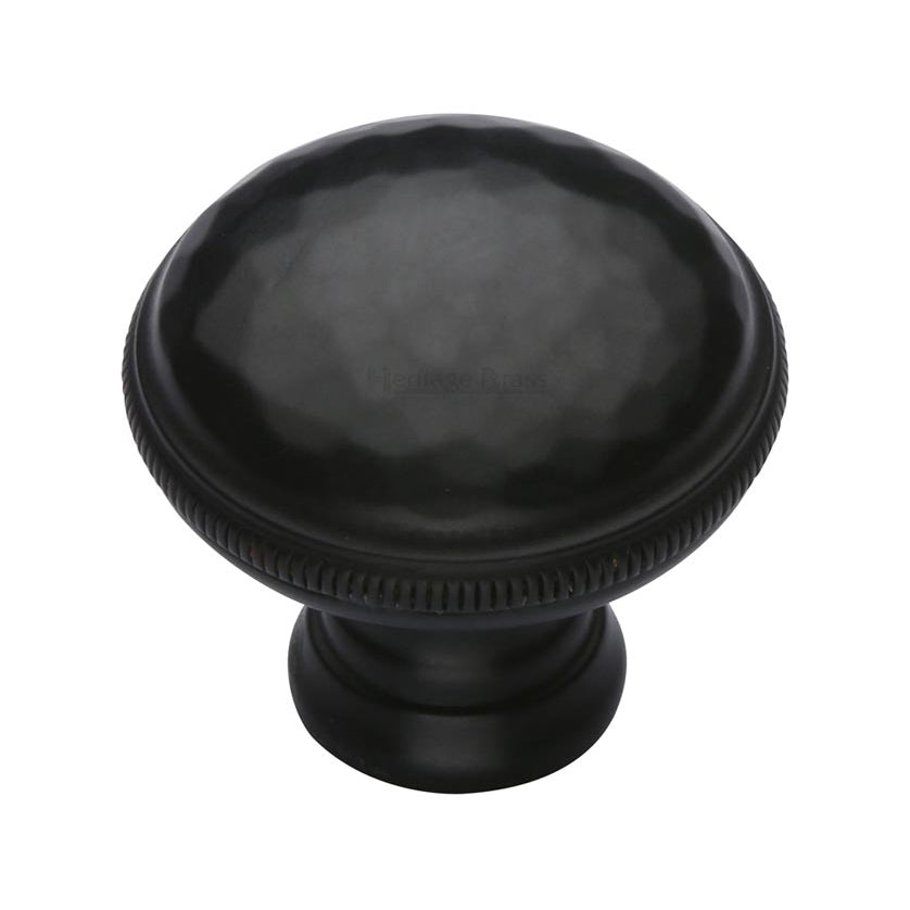 Heritage Matt Black Hand Beaten Cabinet Knob 32mm C4545
