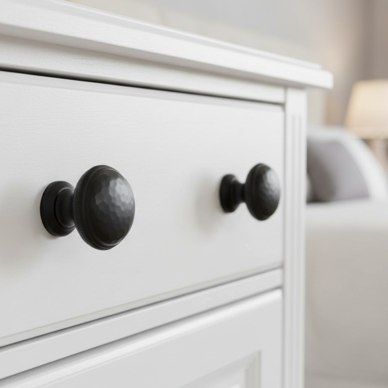Heritage Matt Black Hand Beaten Cabinet Knob 32mm C4545