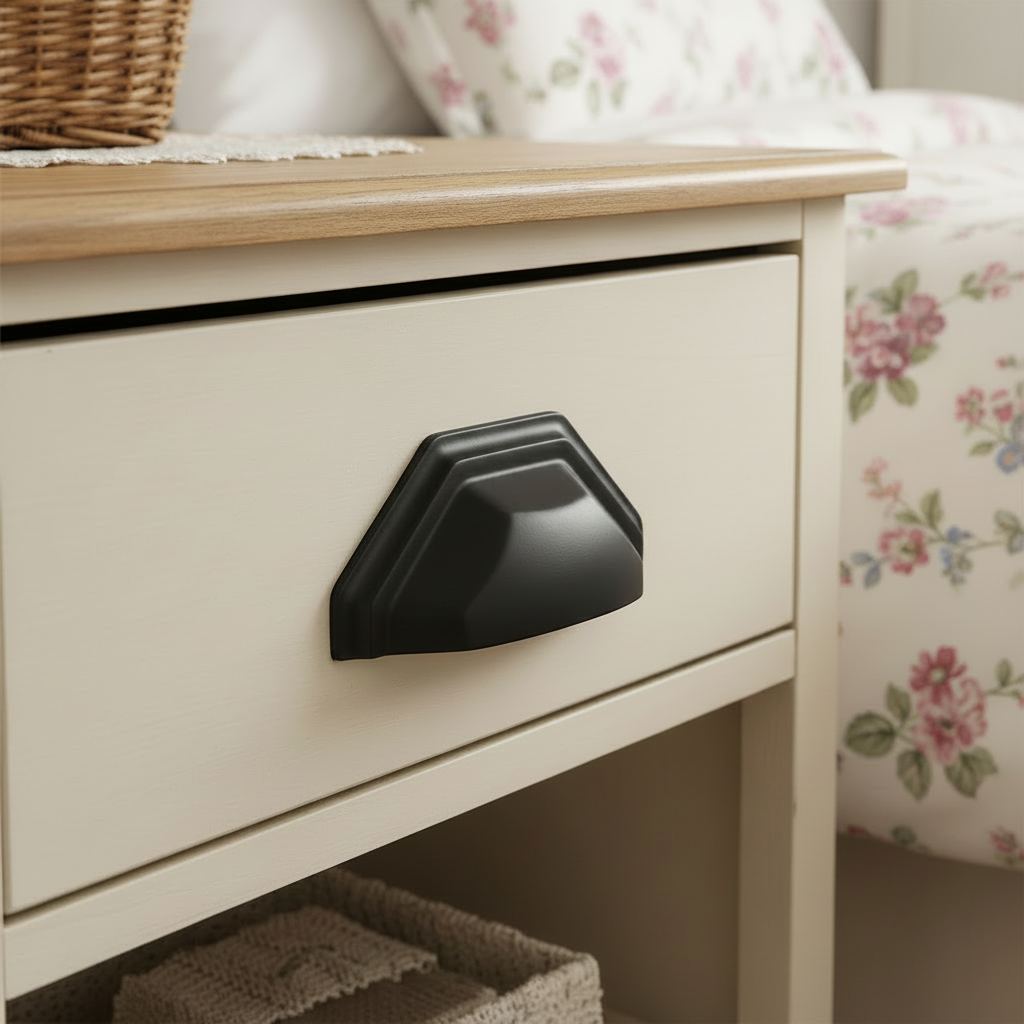 Heritage Matt Black Deco Cabinet Drawer Pull C2768