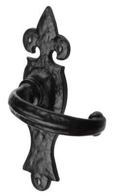 Tudor Wroxeter Black Antique Iron Curved Lever Latch Door Handles