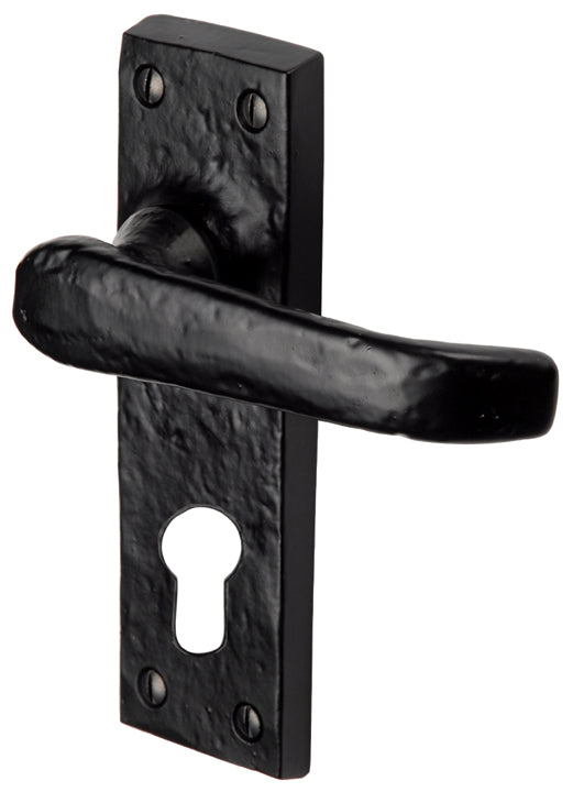 Tudor Windsor Black Antique Iron Straight Lever 48mm Euro Door Handles