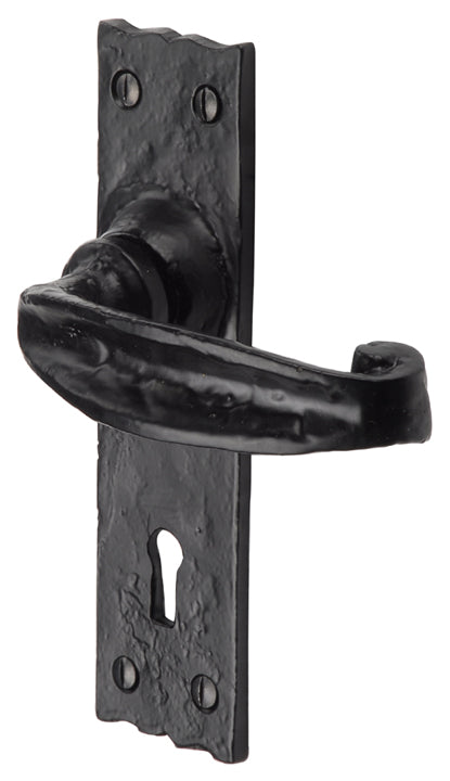 Tudor Wellington Black Antique Iron Keyhole Door Handles