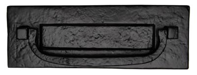 Black Antique Iron Tudor Letter Box with Knocker 12x4in (307x107mm)