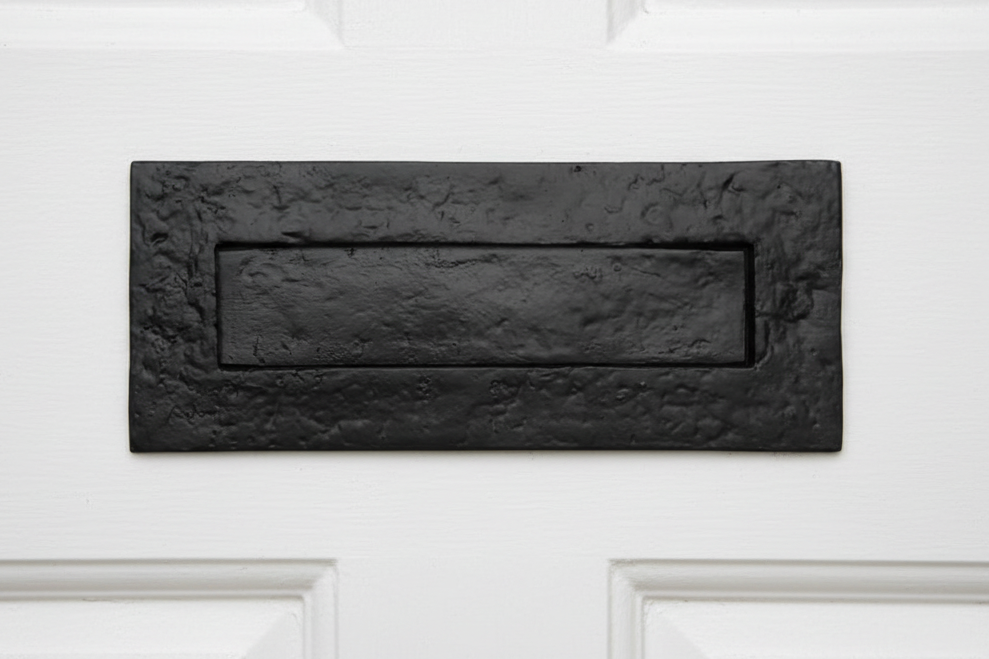 Black Antique Iron Tudor Letter Box 13.5x4in (347x96mm)