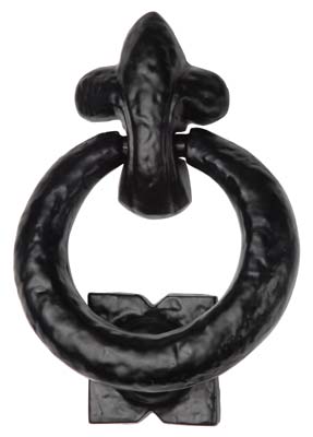Black Antique Iron Tudor Ring Front Door Knocker 127mm