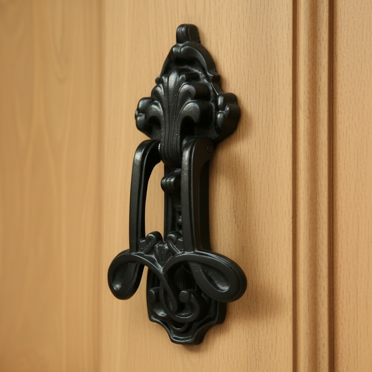 Black Antique Iron Tudor Decorative Front Door Knocker 204mm