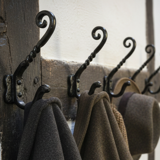 Black Antique Iron Tudor Decorative Hat and Coat Hook 152mm