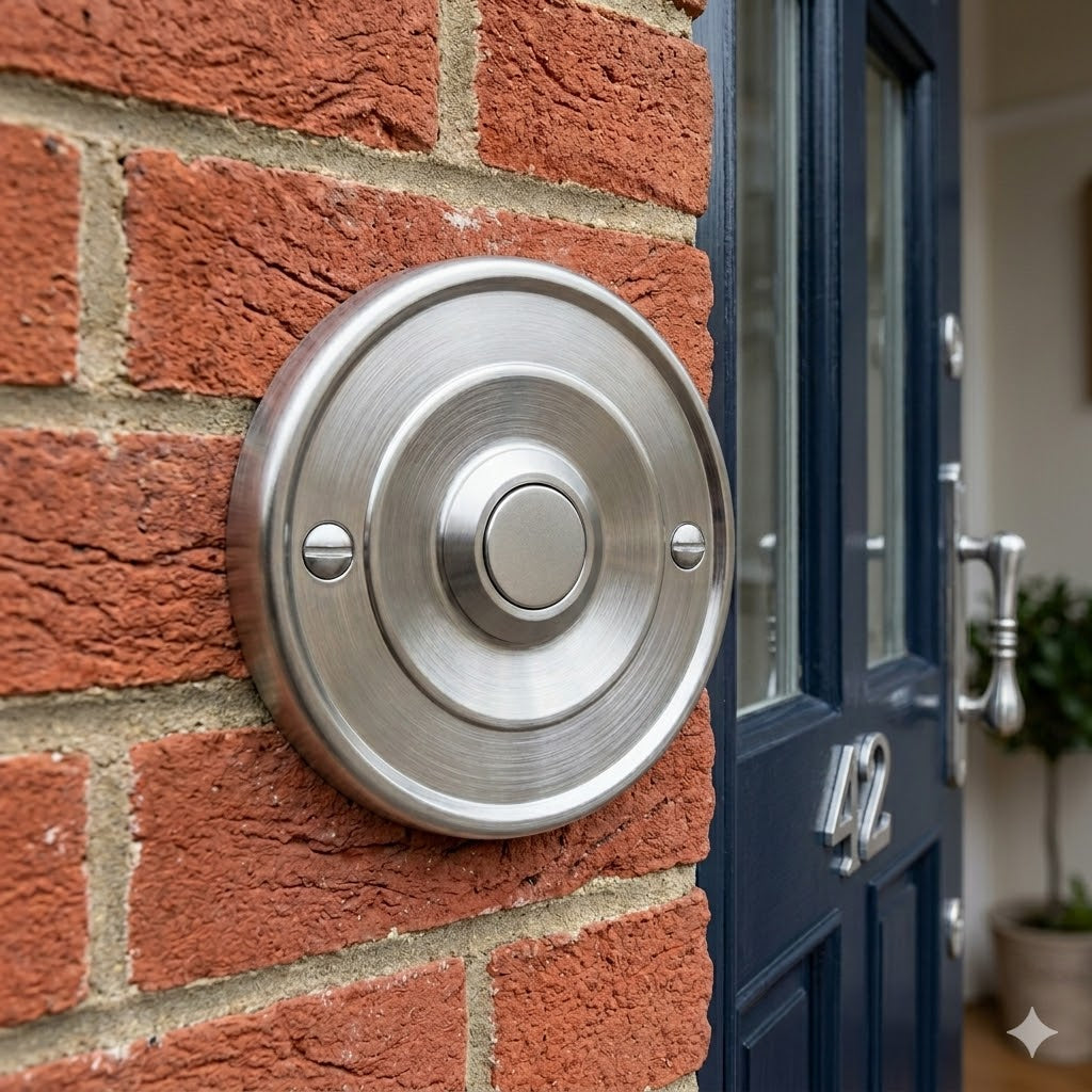 Satin Chrome Circular Bell Push 64mm