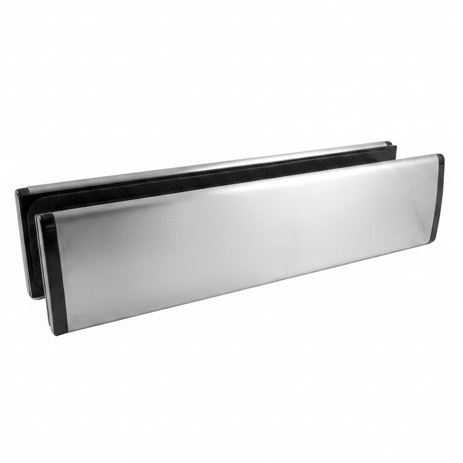 Satin Stainless Slim Telescopic uPVC Letter Plate 300x70mm