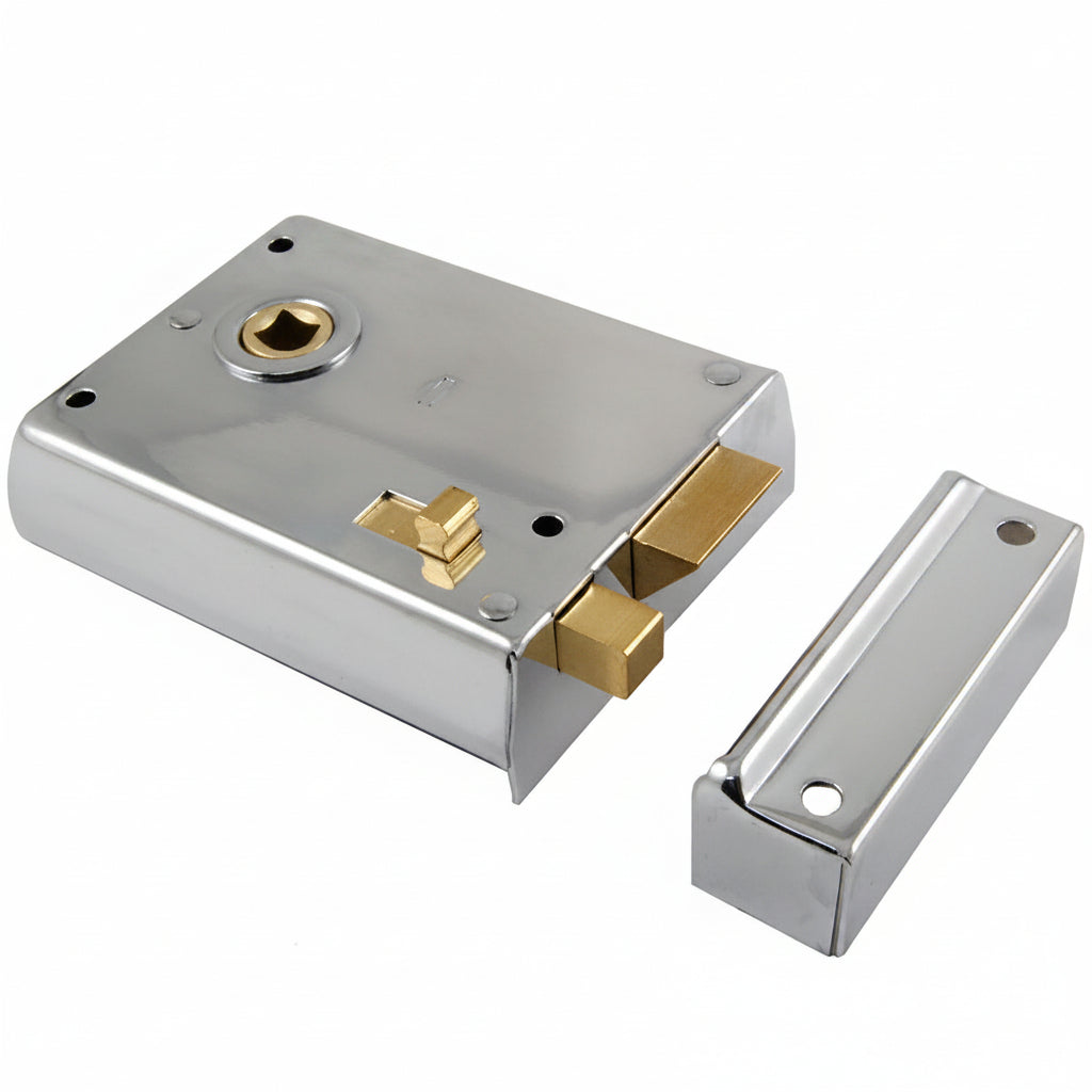 Polished Chrome Rim Latch With Slide Latch