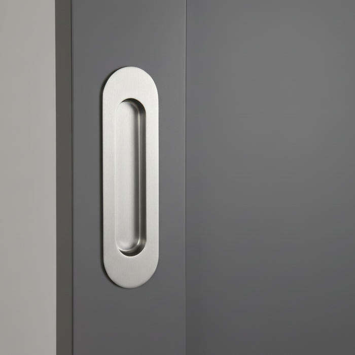 Satin Stainless Steel Oval Flush Pull 120x41mm