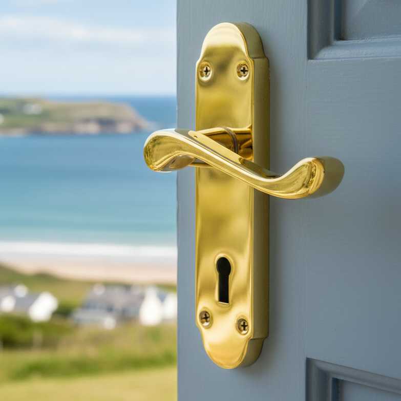 PVD None Tarnish Brass Oakley Keyhole Door Handles