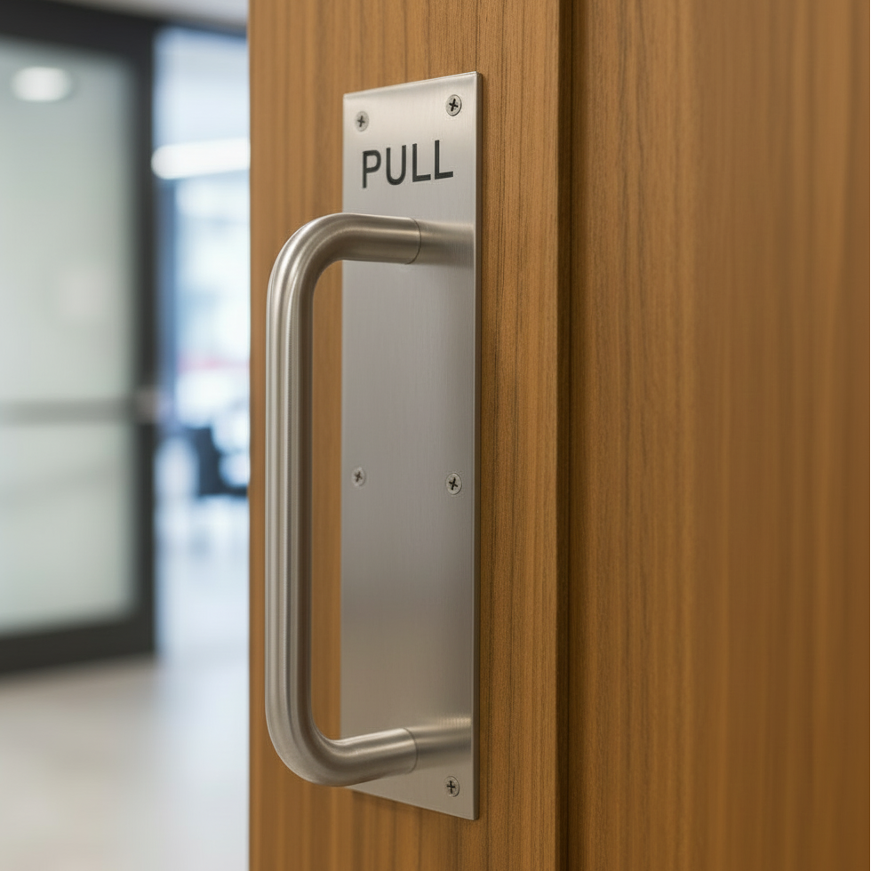 Stainless 225mm Handle on Pull Plate