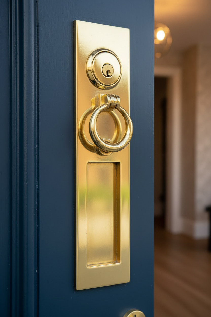 Brass Vertical Victorian Trinity Letter Plate 276x54mm