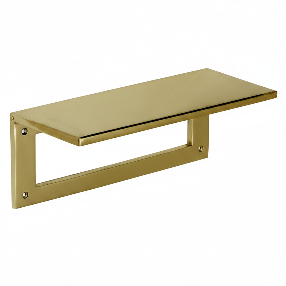 Unlacquered Brass Internal Tidy with Draught Excluder 260x88mm