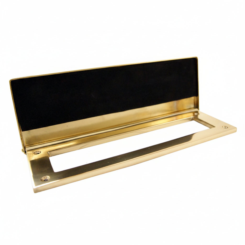 Unlacquered Brass Internal Tidy with Draught Excluder 260x88mm