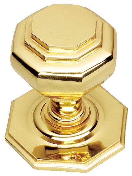Polished Brass Octagonal Style Centre Door Knob 67mm