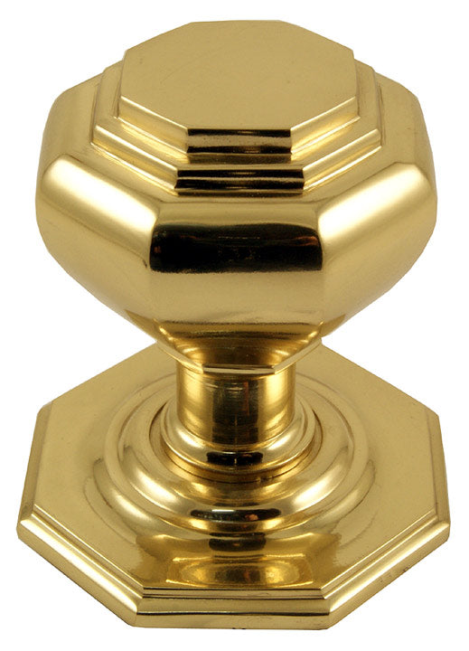 Polished Brass Octagonal Style Centre Door Knob 67mm