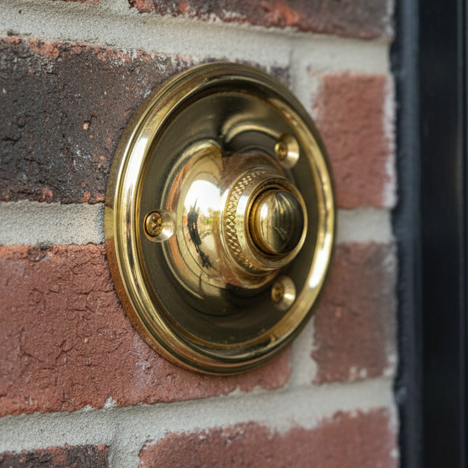 Polished Brass Circular Bell Push 60mm