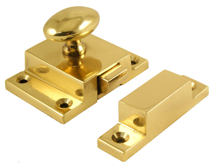 Brass Oval Knob Cupboard Catch 57x41mm