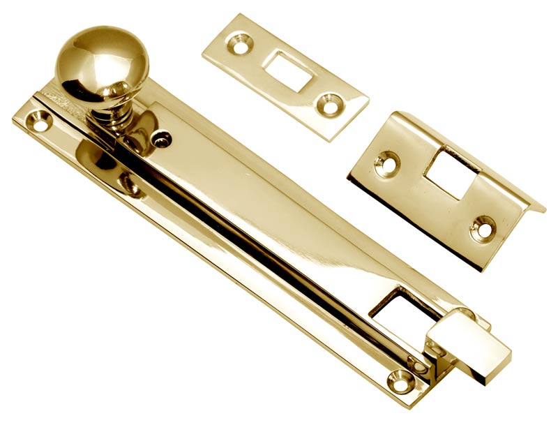 Polished Brass Cranked Locking Bolt 152x36mm