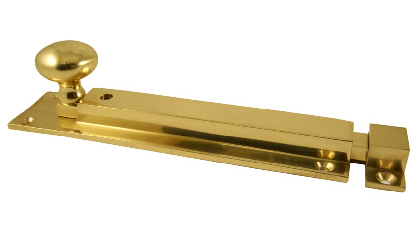 Polished Brass Straight Locking Door Bolt 152mm