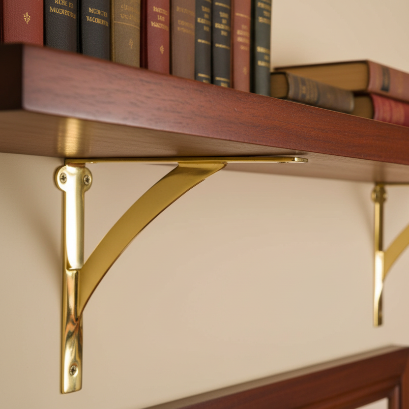Polished Brass Heavy Duty Shelf Brackets