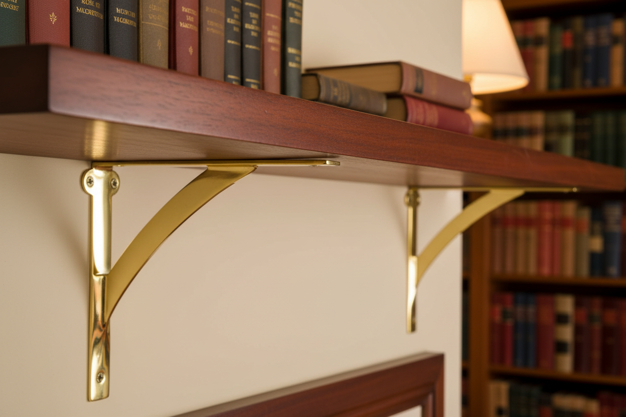 Polished Brass Heavy Duty Shelf Brackets