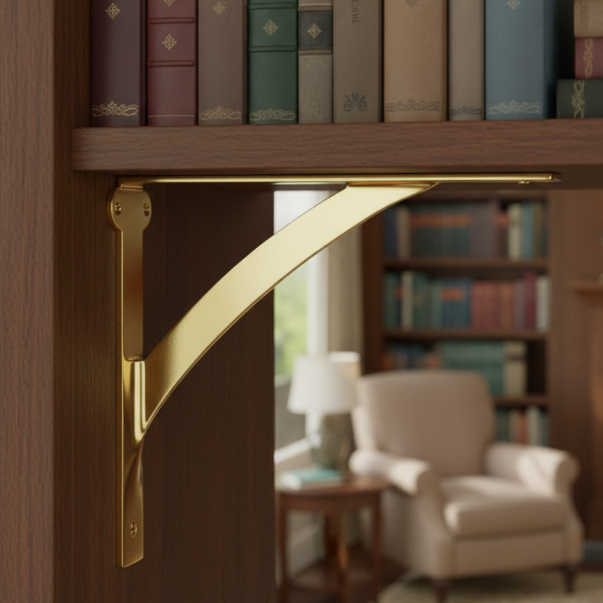 Polished Brass Heavy Duty Shelf Brackets
