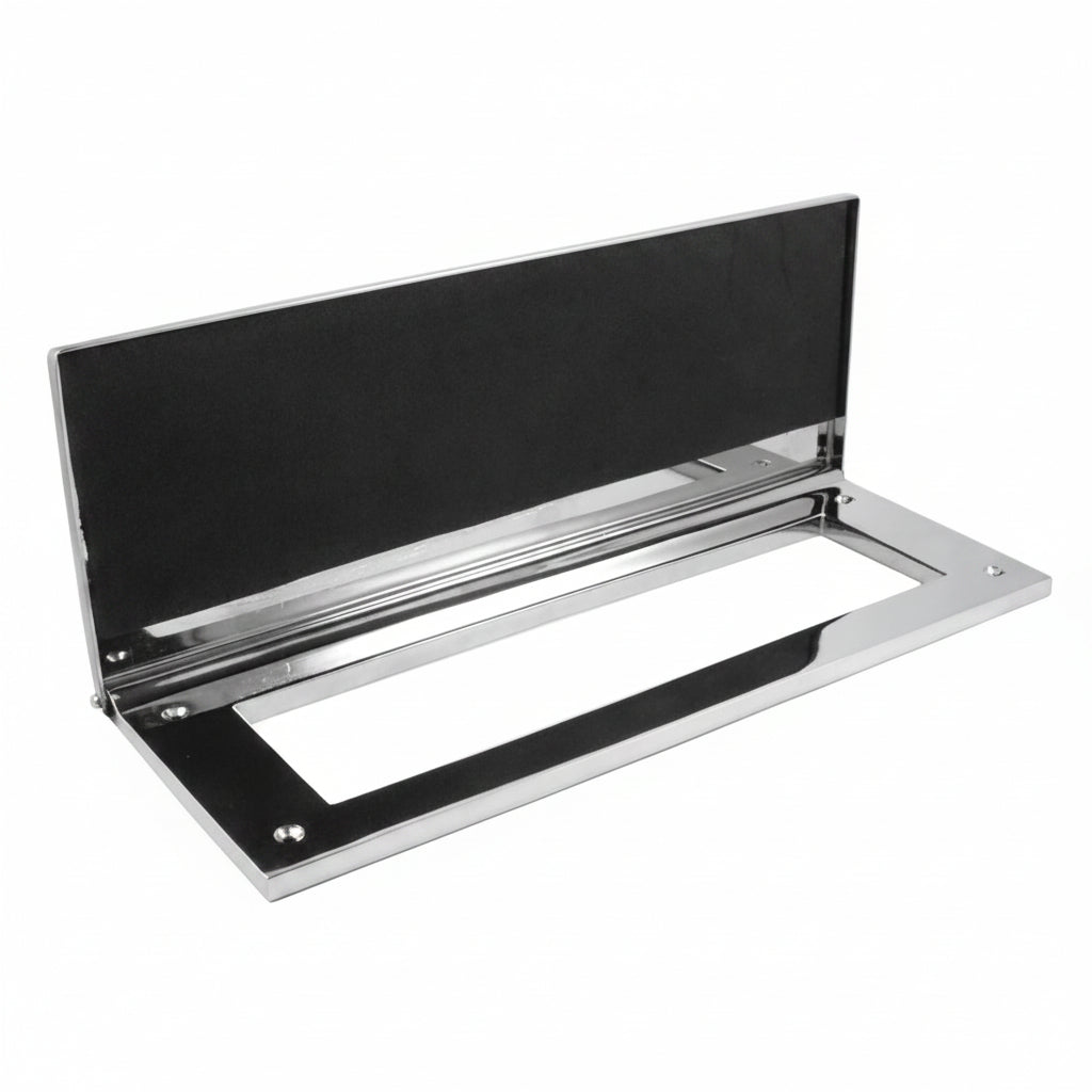 Polished Chrome Internal Tidy with Draught Excluder 260x88mm