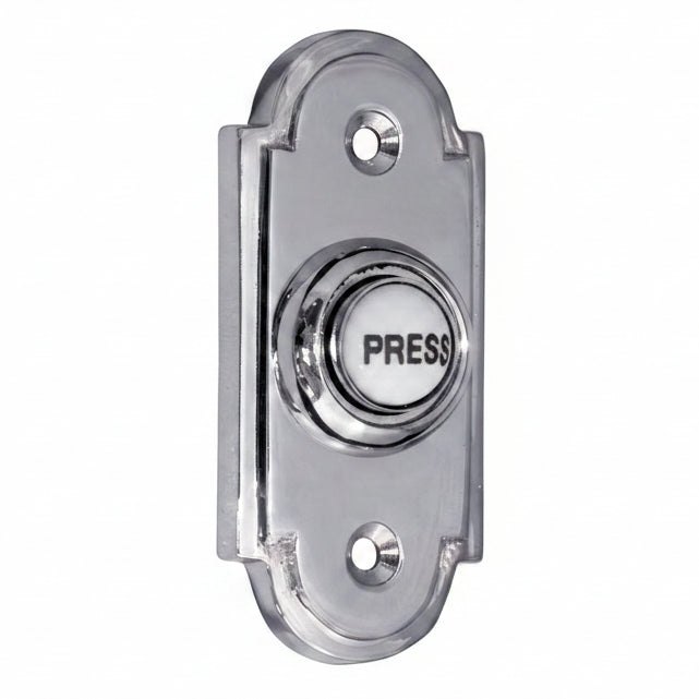 Polished Chrome Shaped Bell Push with China Press 76x33mm